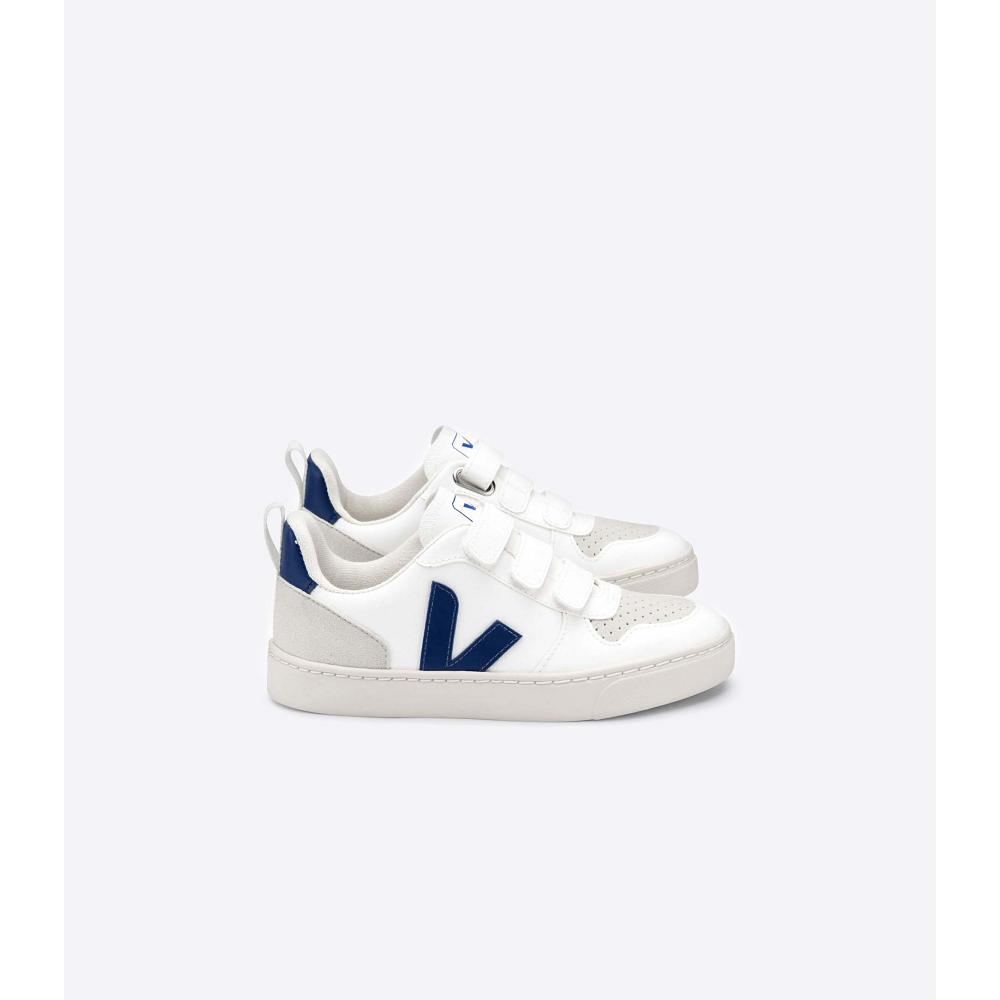 Veja V-10 CWL Kids\' Shoes White/Navy | NZ 774LIS